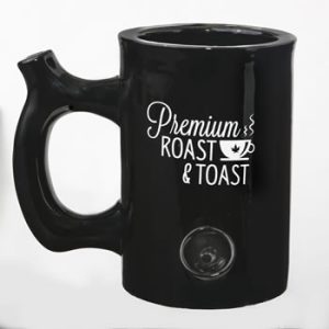 PREMIUM ROAST & TOAST MUG - SHINY BLACK WITH WHITE PRINT